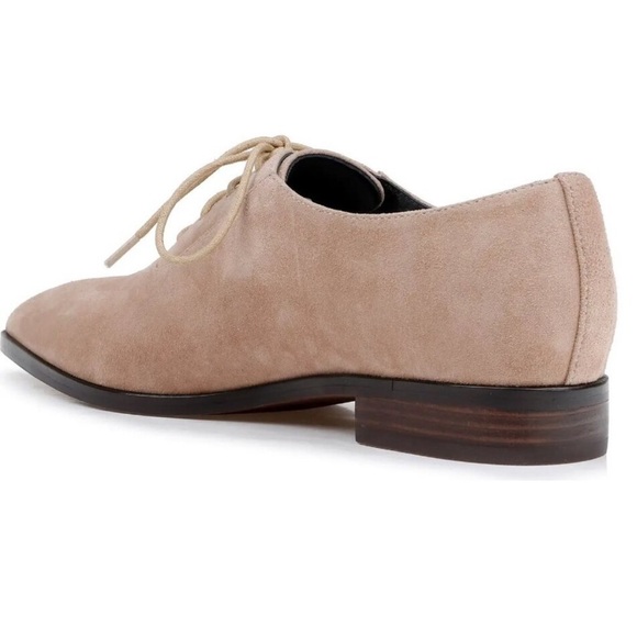 L'AGENCE Elise III Pointed Toe Oxford Flat Shoes Cappuccino Suede - Picture 5 of 13